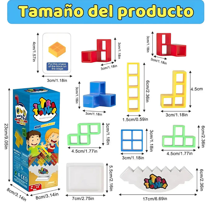 TETRA TOWER FAMILIAR DE 32 PIEZAS - Un juego que prueba tu pulso y paciencia