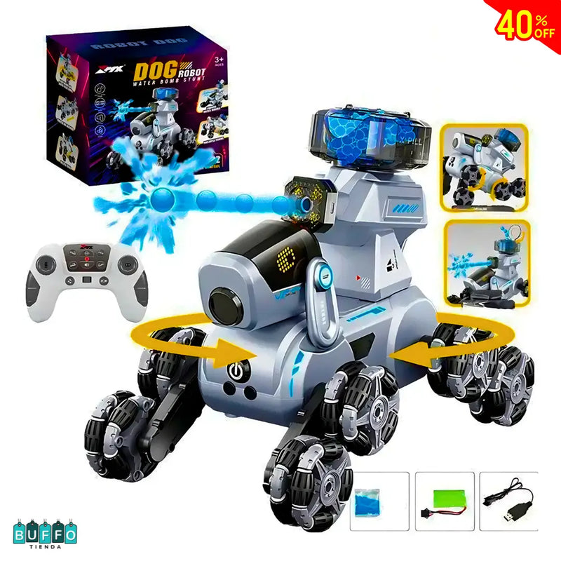 PERRO ROBOT LANZADOR DE HIDROGEL A CONTROL REMOTO - DIVERSIÓN SIN FIN