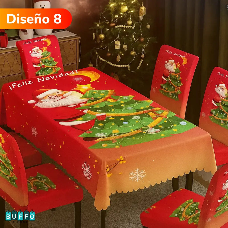 SET DE COMEDOR NAVIDEÑO 7 PIEZAS - Haz brillar tu hogar esta temporada