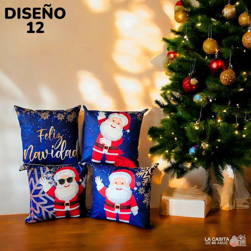 SET X 4 COJINES NAVIDEÑOS CON RELLENO DE ALGODÓN SILICONADO