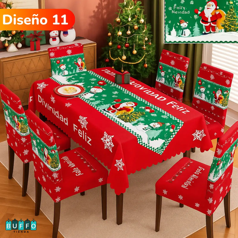 SET DE COMEDOR NAVIDEÑO 7 PIEZAS - Haz brillar tu hogar esta temporada