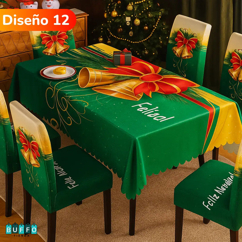 SET DE COMEDOR NAVIDEÑO 7 PIEZAS - Haz brillar tu hogar esta temporada