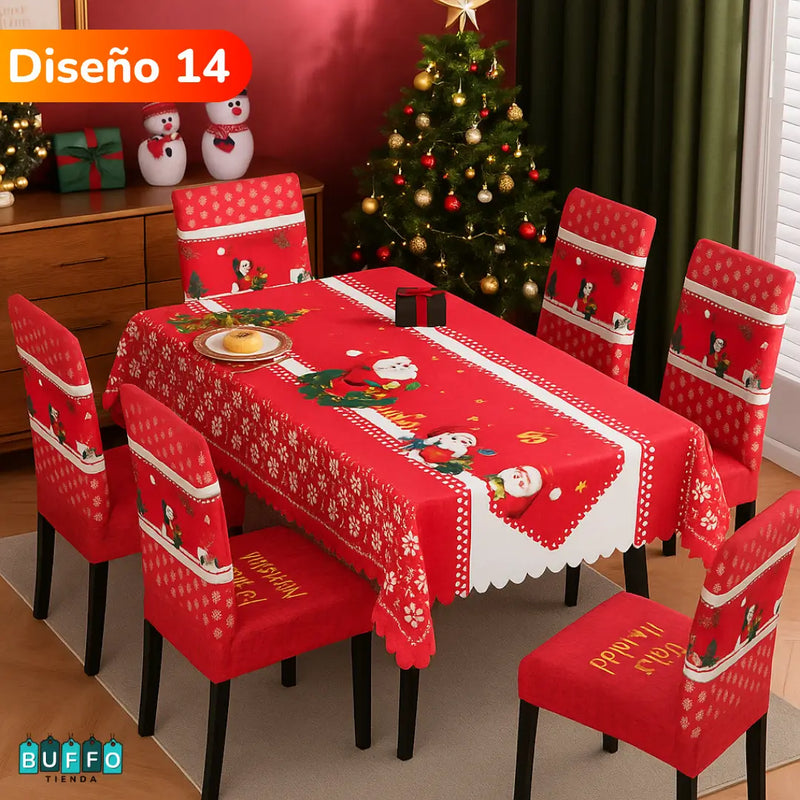SET DE COMEDOR NAVIDEÑO 7 PIEZAS - Haz brillar tu hogar esta temporada