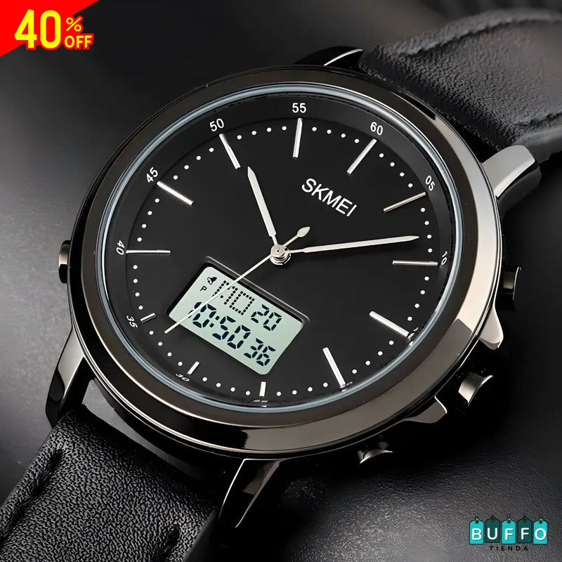 RELOJ ELEGANTE PARA HOMBRES - MODELO SKAMEI 1652 DOBLE HORA A PRUEBA DE AGUA