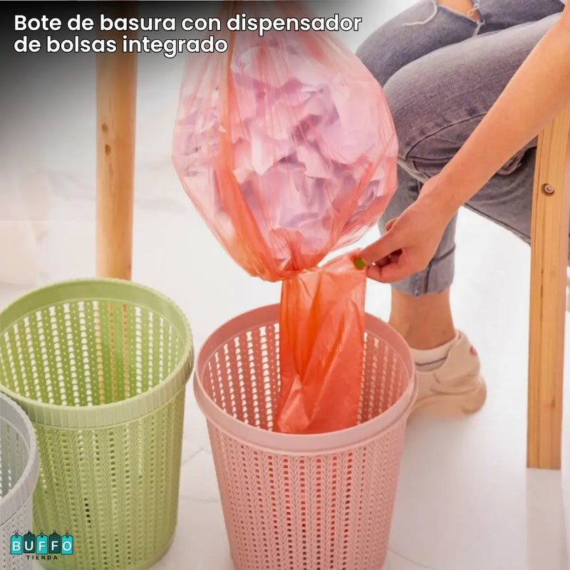 BOTE DE BASURA CON DISPENSADOR DE BOLSAS - Despídete de los derrames y malos olores