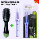 SÚPER COMBO WAER - RIZADORA AUTOMÁTICA + CEPILLO SECADOR - RIZADOS PERFECTOS EN MINUTOS