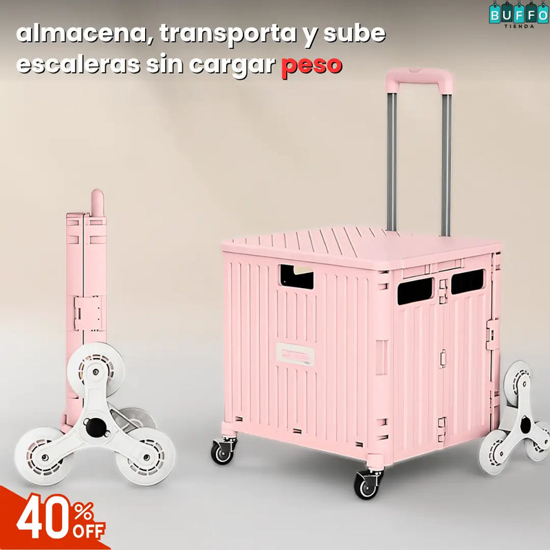 CARRITO DE ALMACENAMIENTO PLEGABLE - Sube andenes y escaleras fácil, más orden en menos espacio