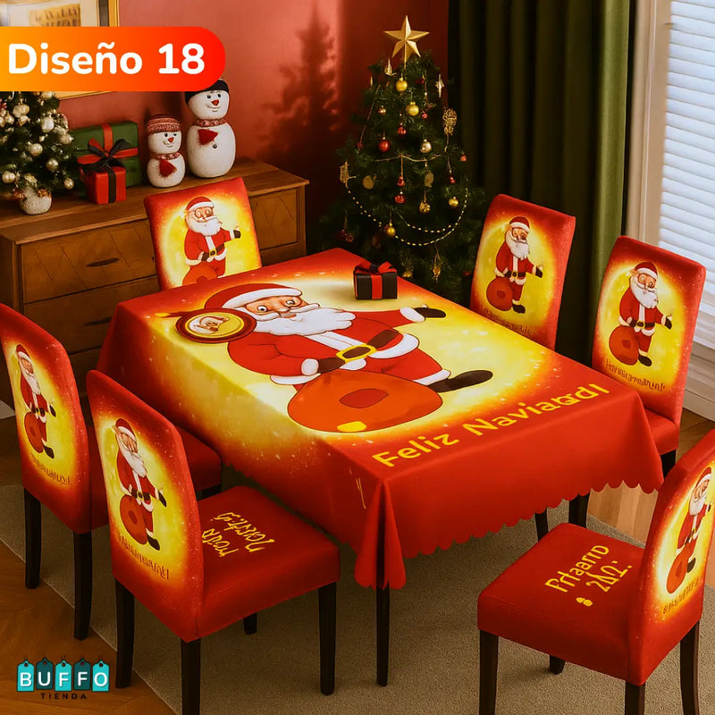 SET DE COMEDOR NAVIDEÑO 7 PIEZAS - Haz brillar tu hogar esta temporada