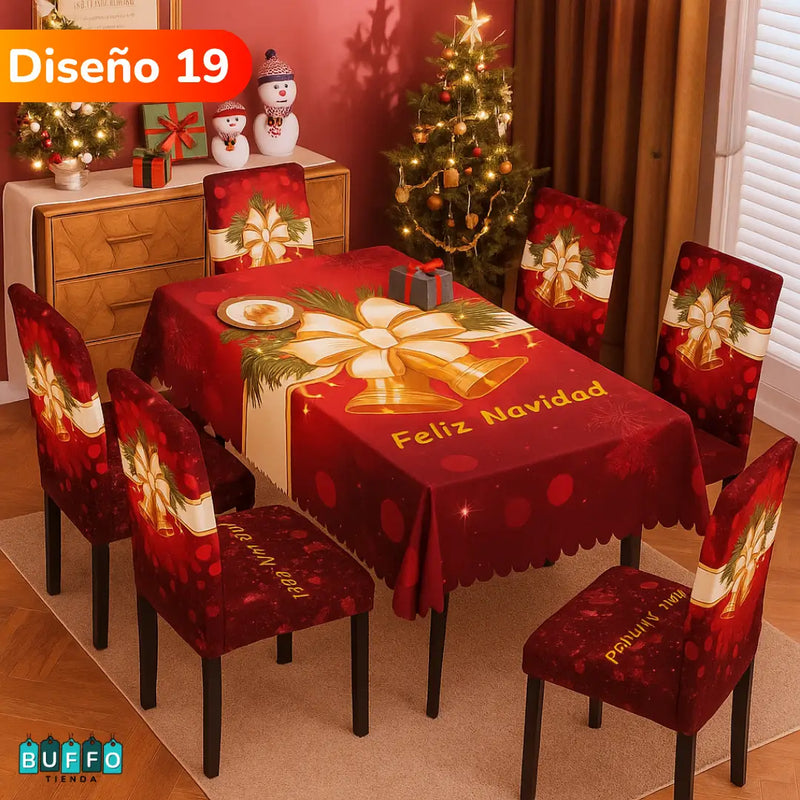 SET DE COMEDOR NAVIDEÑO 7 PIEZAS - Haz brillar tu hogar esta temporada