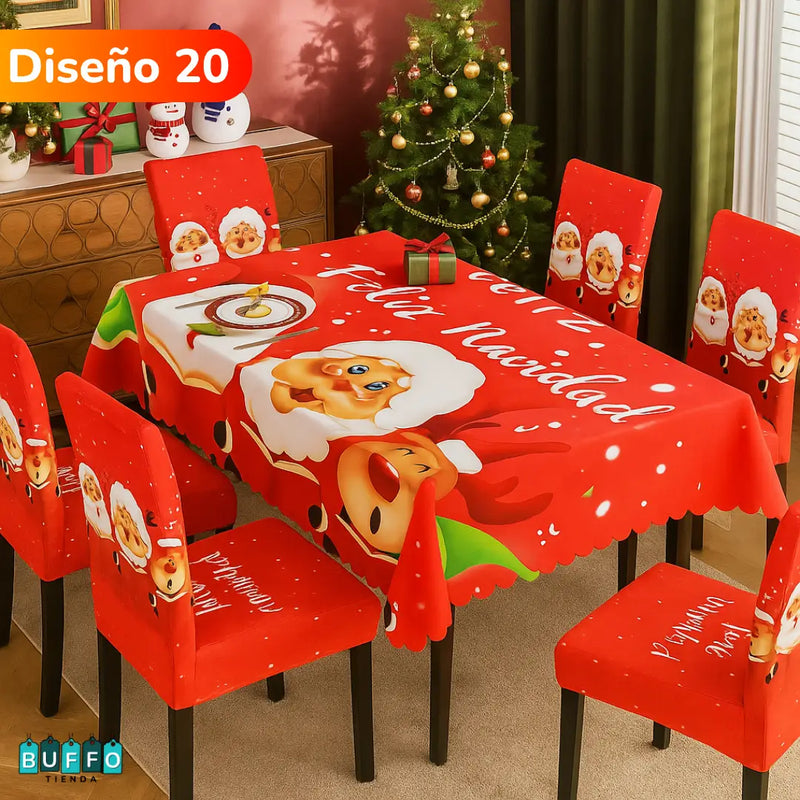 SET DE COMEDOR NAVIDEÑO 7 PIEZAS - Haz brillar tu hogar esta temporada