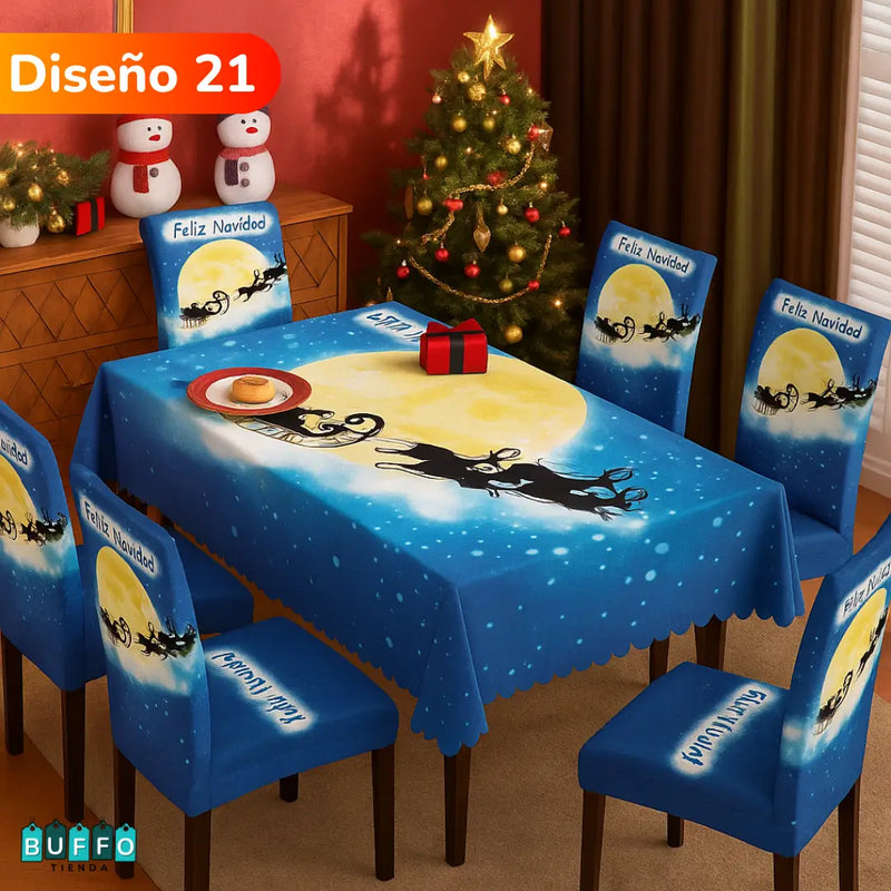 SET DE COMEDOR NAVIDEÑO 7 PIEZAS - Haz brillar tu hogar esta temporada