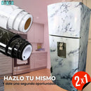 RENUEVA TU NEVERA - 2 x 1 ROLLO ADHESIVO TIPO MARMOL - Tamaño 60 cm × 2 m (cada rollo)