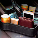 ORGANIZADOR LATERAL DE CUERO PARA AUTO - CON PORTA VASOS