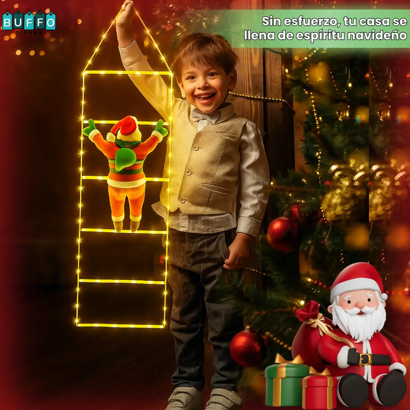 ESCALERA DE LUCES NAVIDEÑAS CON SANTA ESCALADOR - La navidad ya llegó a casa