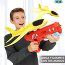 AVIÓN DE JUGUETE CON LANZADOR Y LUZ LED - JUEGA, COMPITE Y GANA