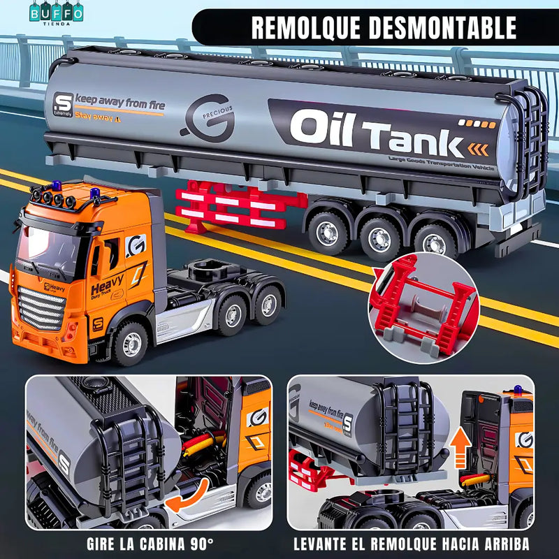 TRACTOMULA DE 12 LLANTAS CON CISTERNA - A control remoto y con apertura de puertas