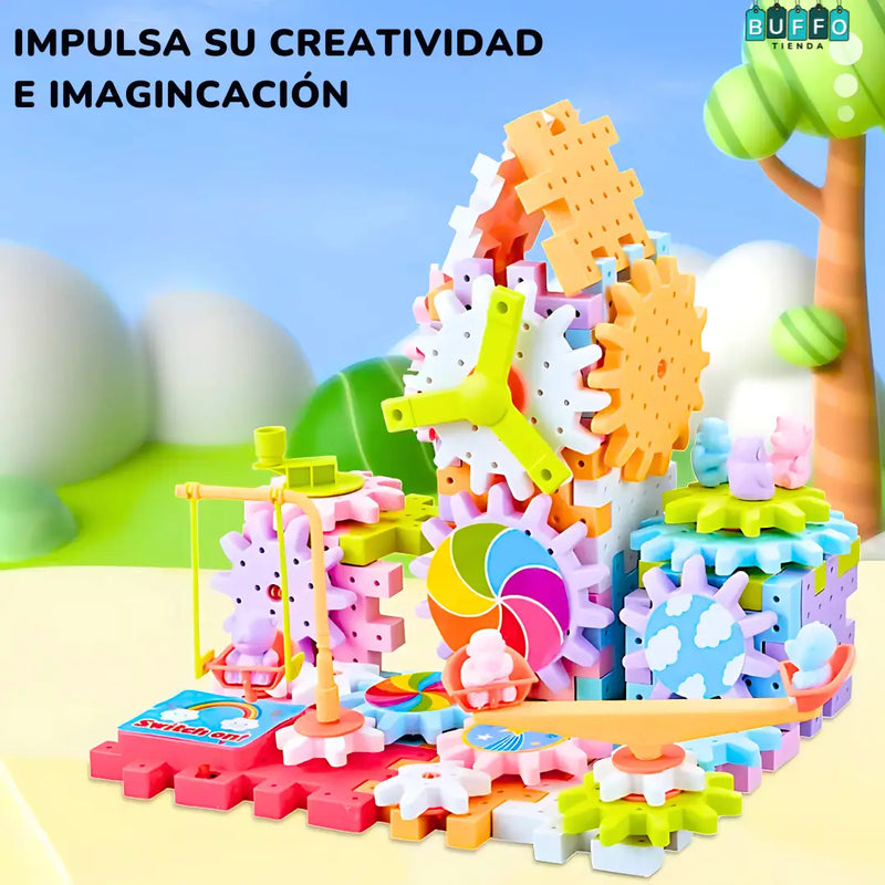JUGUETE DE CONSTRUCCIÓN CON MOVIMIENTO - Set de 83 piezas + Motor eléctrico incluido