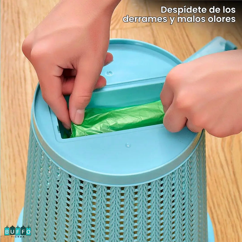BOTE DE BASURA CON DISPENSADOR DE BOLSAS - Despídete de los derrames y malos olores