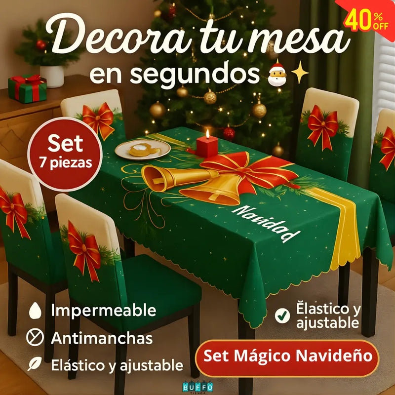 SET DE COMEDOR NAVIDEÑO 7 PIEZAS - Haz brillar tu hogar esta temporada