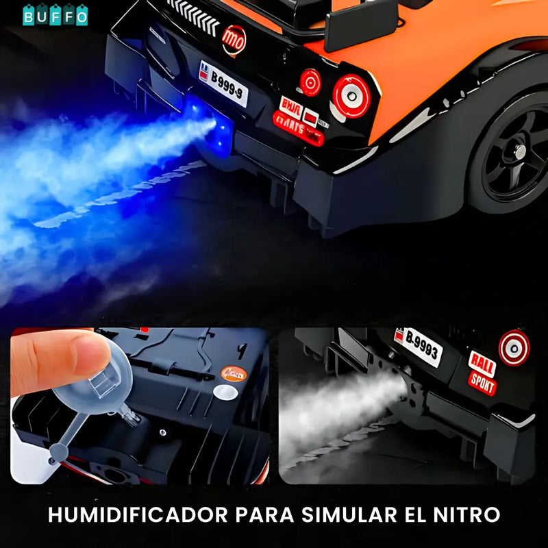 CARRO GT DRIFT 1:16 A CONTROL REMOTO CON LUZ LED Y CON EFECTO DE NITRO