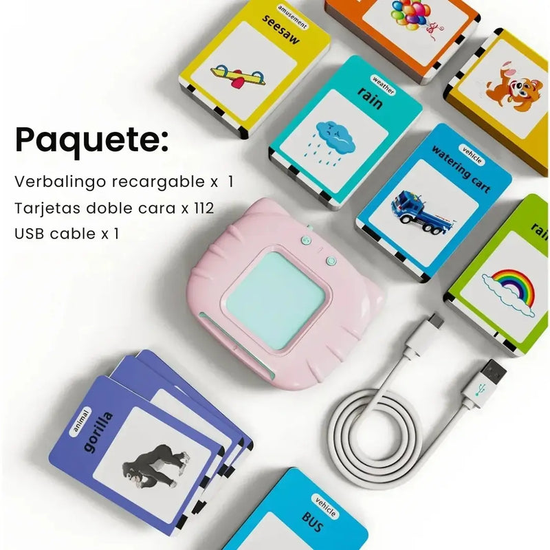 MAESTRO DE INGLÉS Y ESPAÑOL VERBALINGO® Juega y aprende - INCLUYE: 112 cartas doble lado
