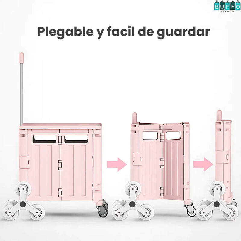 CARRITO DE ALMACENAMIENTO PLEGABLE - Sube andenes y escaleras fácil, más orden en menos espacio