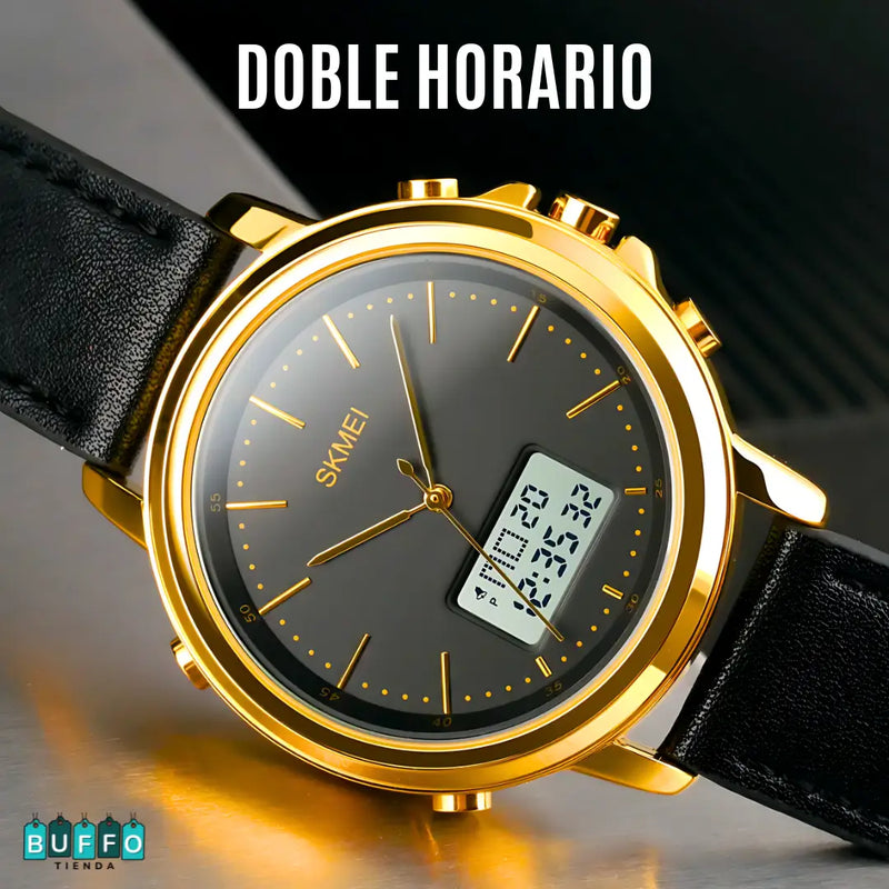 RELOJ ELEGANTE PARA HOMBRES - MODELO SKAMEI 1652 DOBLE HORA A PRUEBA DE AGUA