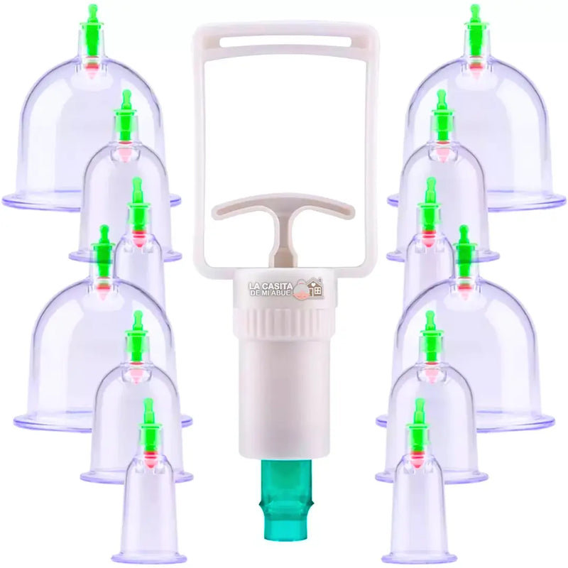 KIT DE VACUMTERAPIA MANUAL DE 12 VENTOSAS - ELIMINA LA CELULITIS Y ALIVIA EL DOLOR MÚSCULAR