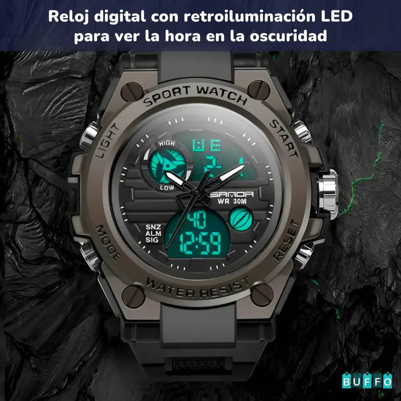 RELOJ DOBLE HORA SANDA 739 - RESISTENTE AL AGUA + Audífonos F9 inalámbricos
