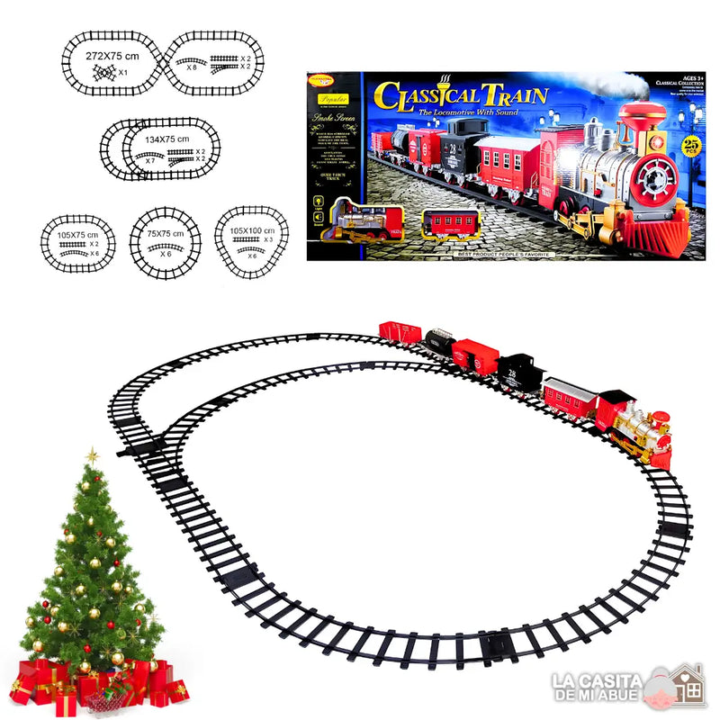 MAGIC RAIL™ - TREN CLÁSICO CON LUCES, SONIDOS Y HUMO DE 20 PIEZAS