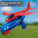 AVIÓN DE JUGUETE CON LANZADOR Y LUZ LED - JUEGA, COMPITE Y GANA