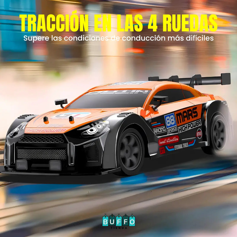 CARRO GT DRIFT 1:16 A CONTROL REMOTO CON LUZ LED Y CON EFECTO DE NITRO