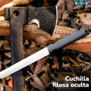 HACHA TÁCTICA DE SUPERVIVENCIA 4 EN 1- IDEAL PARA ACTIVIDADES DE CAMPAMENTO