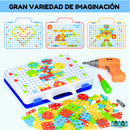 JUEGO DE TALADRO INFANTIL MONTESSORI - DIVIERTE Y DESARROLLA LA CREATIVIDAD + 252 PIEZAS INCLUIDAS