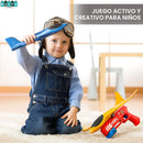 AVIÓN DE JUGUETE CON LANZADOR Y LUZ LED - JUEGA, COMPITE Y GANA