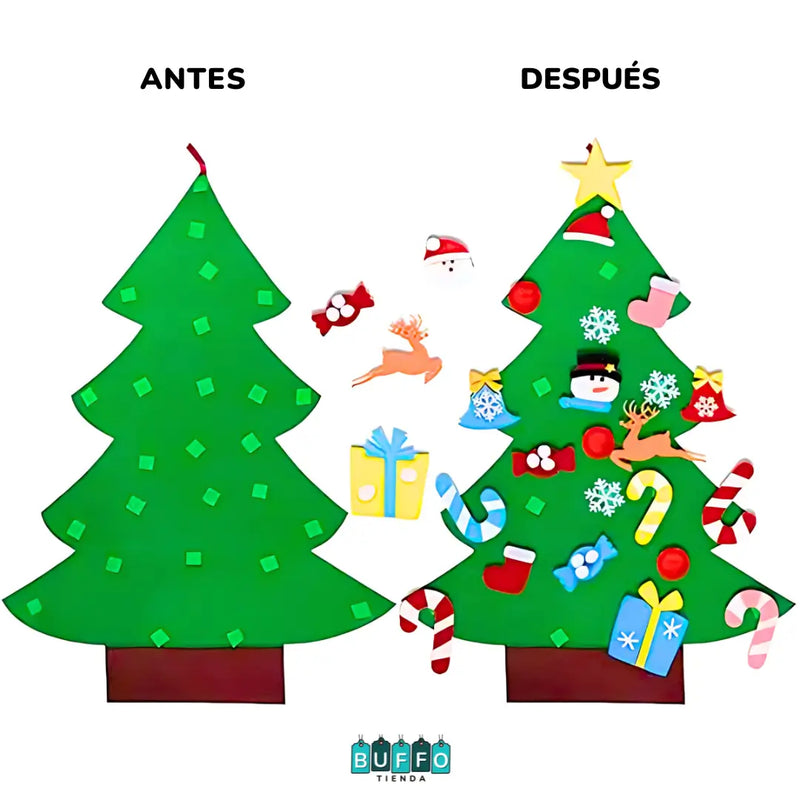 ÁRBOL DE NAVIDAD DE FIELTRO PARA NIÑOS - CREATIVO Y DIVERTIDO PARA TU PEQUEÑO