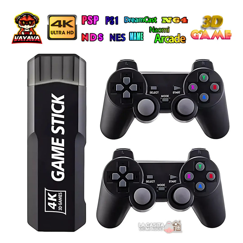 CONSOLA RETRO GAME STICK X2 DE 128 GB - DISRUTA DE MÁS DE 3.000 JUEGOS CLÁSICOS
