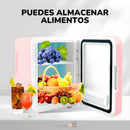 MINI NEVERA PARA COSMÉTICOS CON ESPEJO Y LUCES LED - MANTÉN LA CALIDAD DE TUS PRODUCTOS