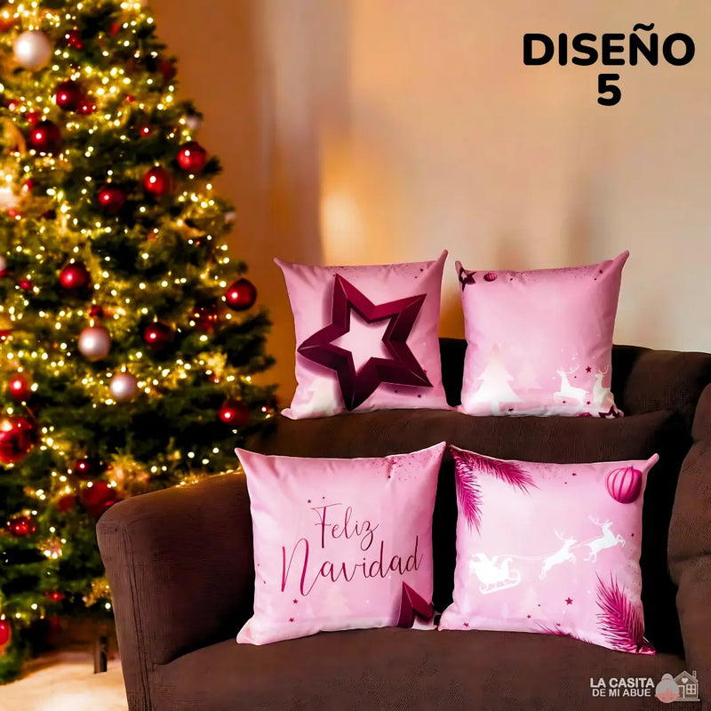 SET X 4 COJINES NAVIDEÑOS CON RELLENO DE ALGODÓN SILICONADO