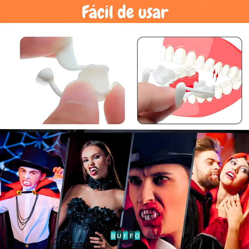 PAGA 1 Y LLEVA 2  - COLMILLOS DE VAMPIRO RETRÁCTILES - Cómodos y ultrarealistas