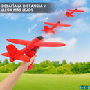 AVIÓN DE JUGUETE CON LANZADOR Y LUZ LED - JUEGA, COMPITE Y GANA
