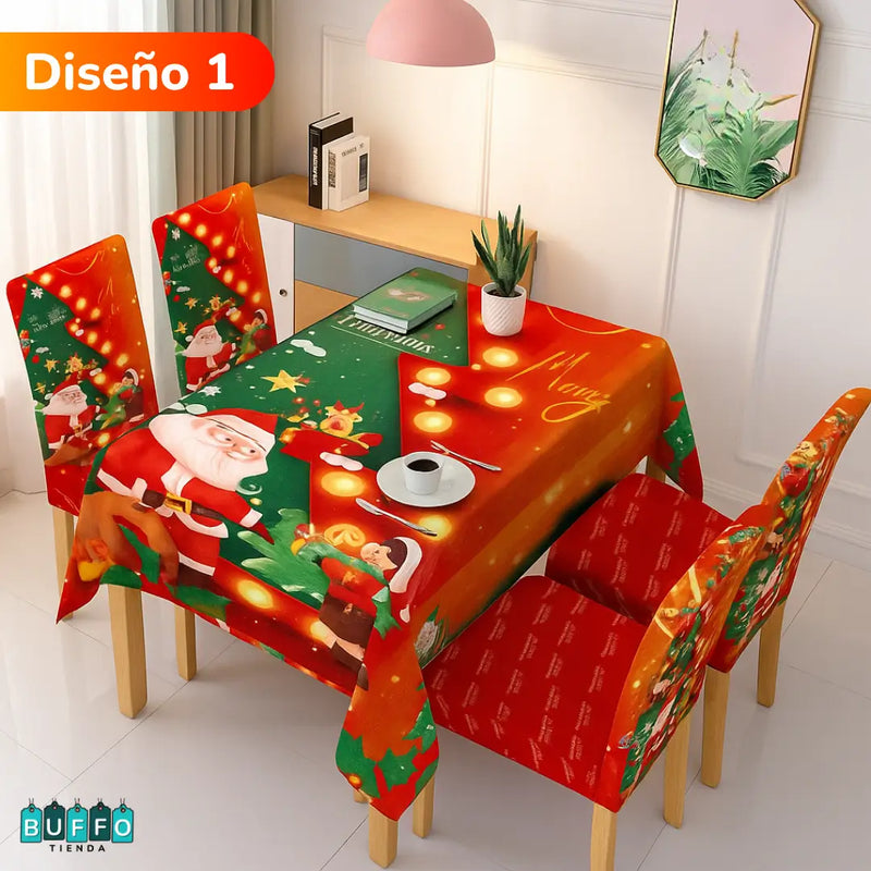 SET DE COMEDOR NAVIDEÑO 7 PIEZAS - Haz brillar tu hogar esta temporada