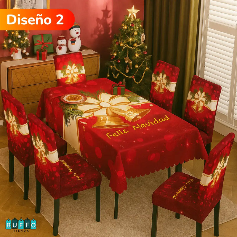 SET DE COMEDOR NAVIDEÑO 7 PIEZAS - Haz brillar tu hogar esta temporada