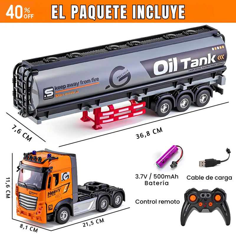 TRACTOMULA DE 12 LLANTAS CON CISTERNA - A control remoto y con apertura de puertas