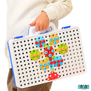 JUEGO DE TALADRO INFANTIL MONTESSORI - DIVIERTE Y DESARROLLA LA CREATIVIDAD + 252 PIEZAS INCLUIDAS