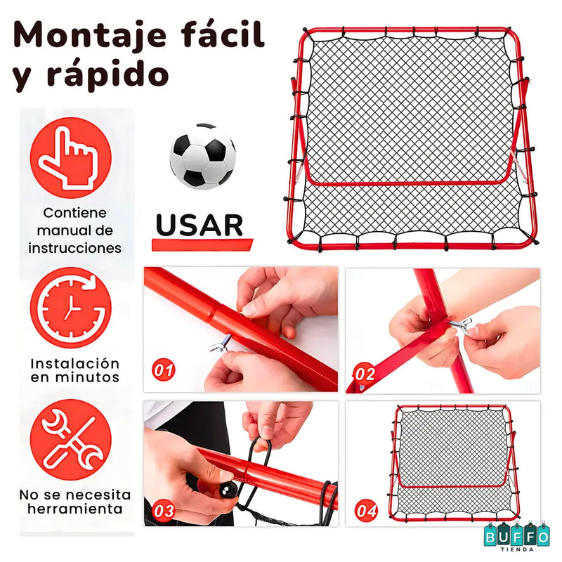 KICK MASTER® - RED DE REBOTE PLEGABLE PARA ENTRENAMIENTOS DEPORTIVOS