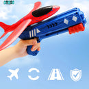 AVIÓN DE JUGUETE CON LANZADOR Y LUZ LED - JUEGA, COMPITE Y GANA