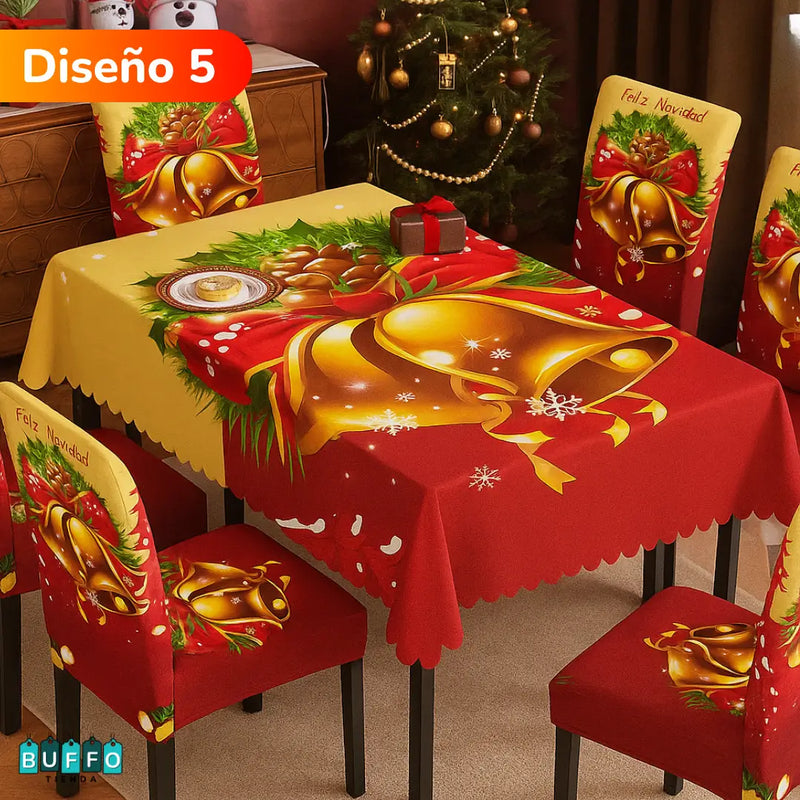 SET DE COMEDOR NAVIDEÑO 7 PIEZAS - Haz brillar tu hogar esta temporada