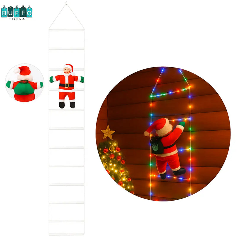 ESCALERA DE LUCES NAVIDEÑAS CON SANTA ESCALADOR - La navidad ya llegó a casa