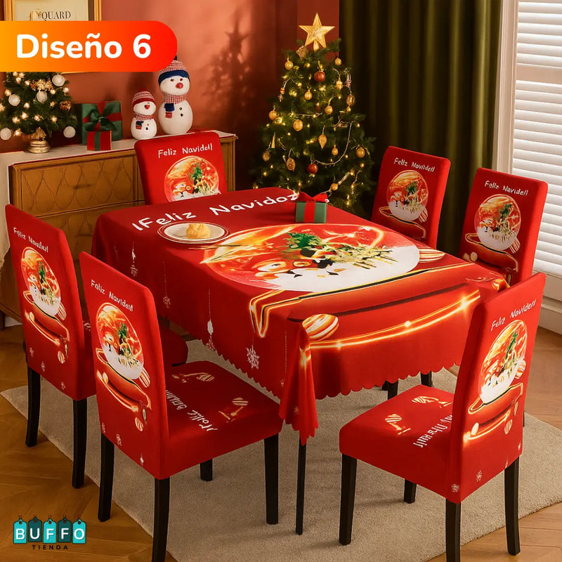 SET DE COMEDOR NAVIDEÑO 7 PIEZAS - Haz brillar tu hogar esta temporada
